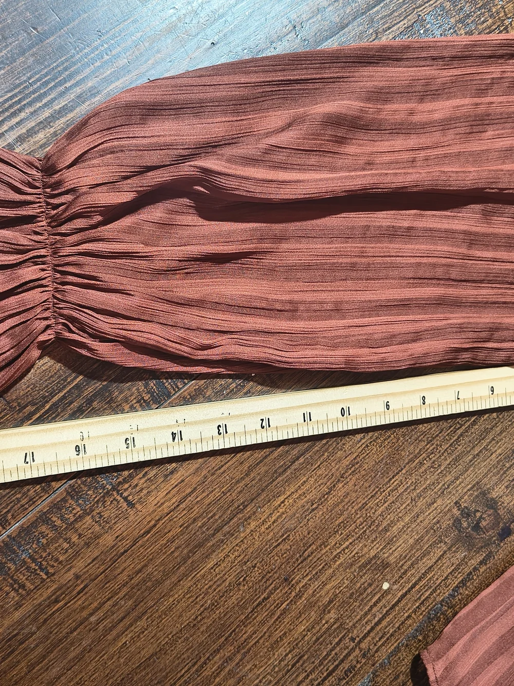 Zara Rust Sheer Long-Sleeve Tie-Neck Blouse - Picture 5 of 10